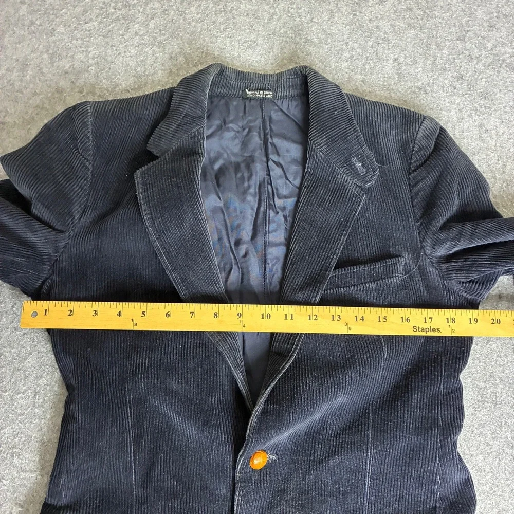 Vintage Jaguar 4/40 Mens 36R Corduroy Blazer Sport Coat Elbow Patches Navy Black